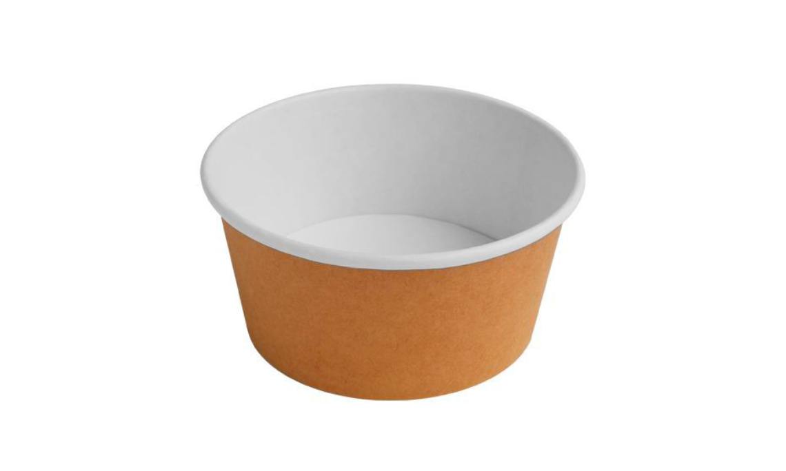 Контейнер 750 мл, d150хh60 мм, без окна, без крышки, крафт-бел., карт., 45 шт/упак "OSQ" Round Bowl kraft 270 шт/кор РОССИЯ Round Bowl 750 kraft