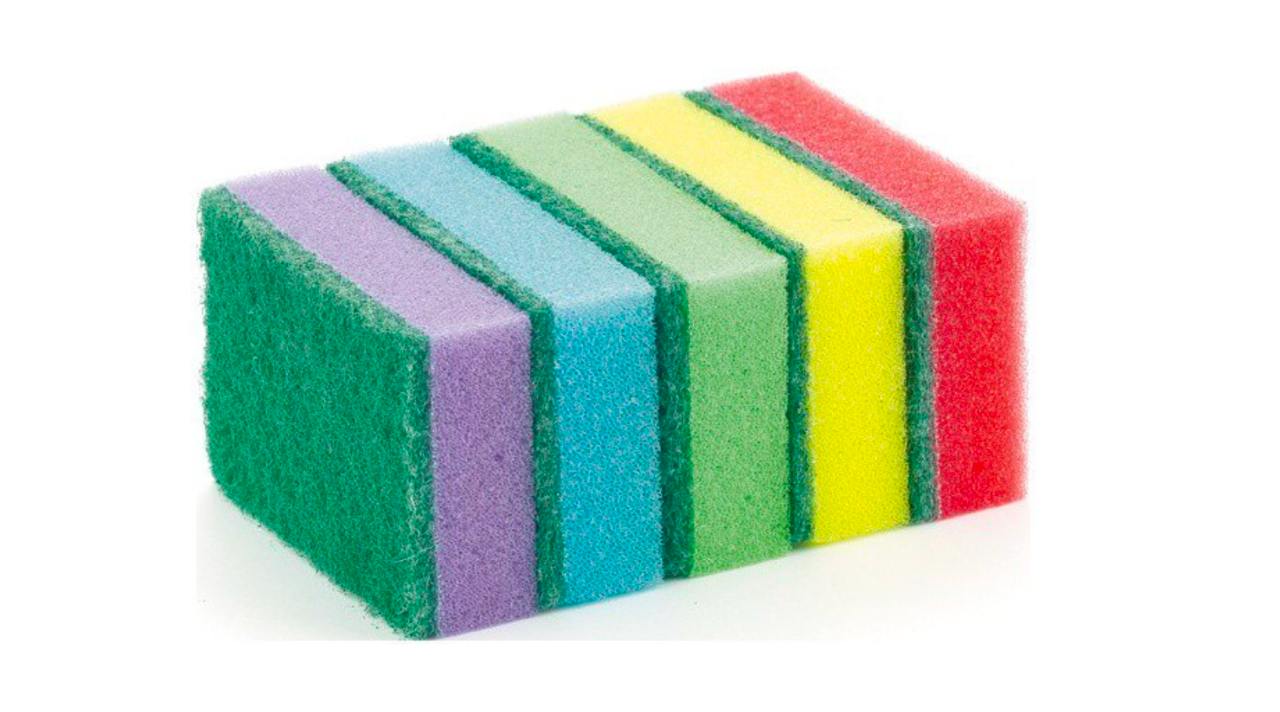 Губка NORMAL поролоновая для посуды 96*64*27 мм, желт., 5 шт/уп